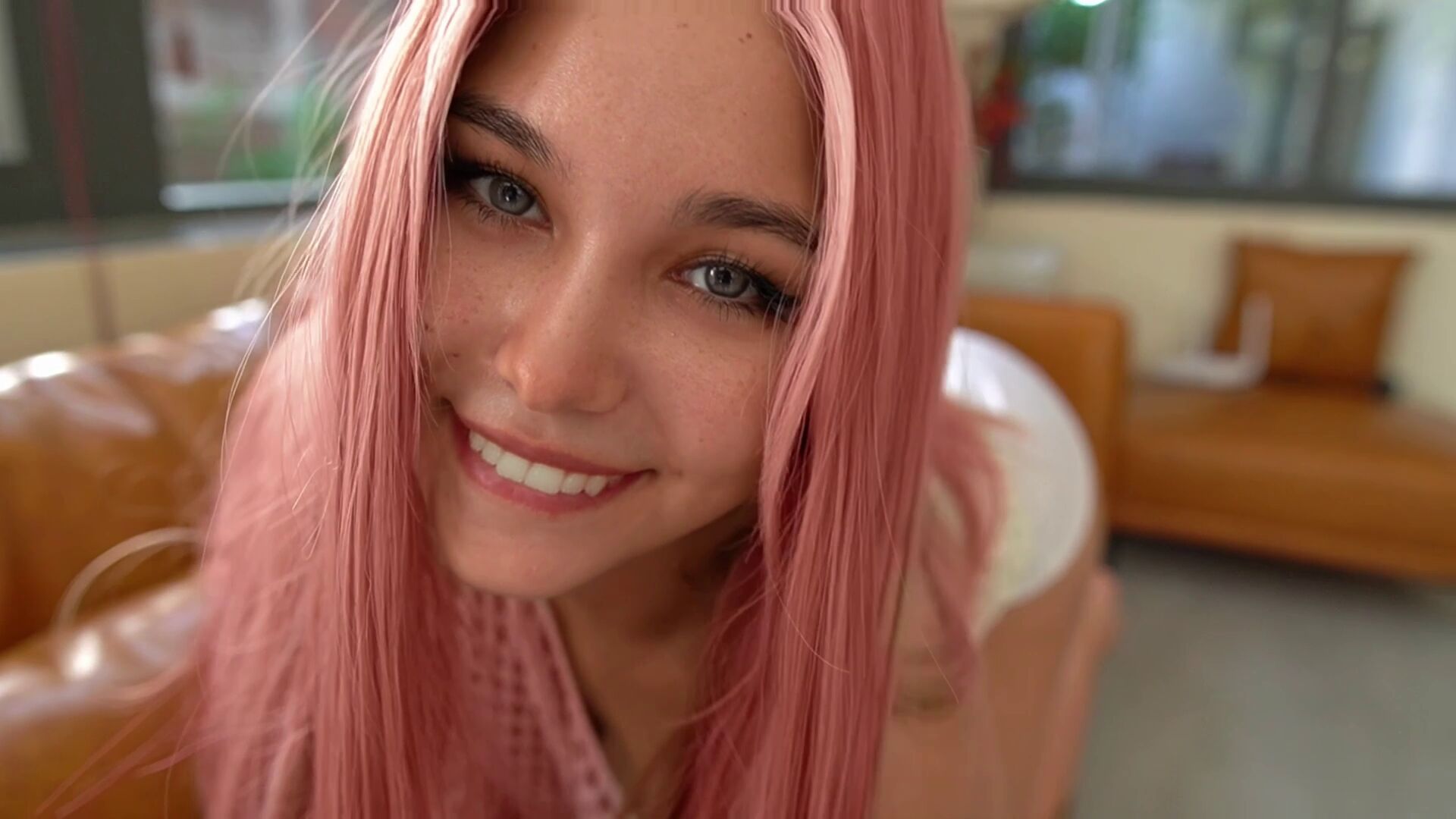 A Beautiful Slender Girl With Pink Hair Is Subjected To A Hard Penetration