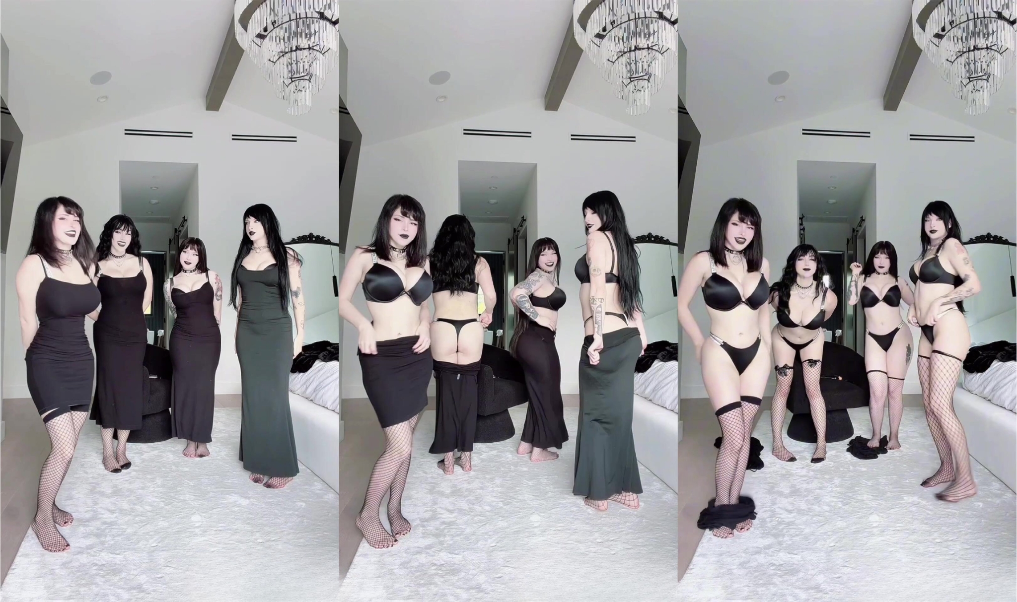 Goth Nixxi and Friends striptease and shake their asses